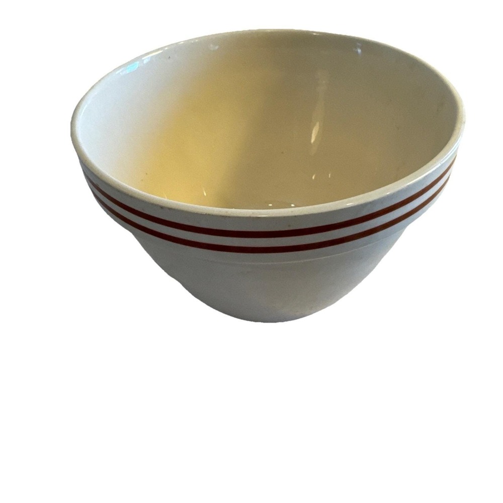 Rare T.G. Green Ltd.Church Gresley Mixing Bowl‎ Red Stripes England 7" Farmhouse